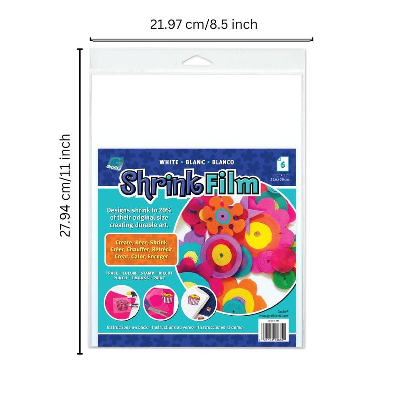 Grafix Shrink Film - White Opaque 8.5"x11" Sheets, Design Your Art and Shrink It to Create Jewelry, Embellishments, Paper Crafts, Gift Tags, Ornaments and More, Pack of 6 - Image 2